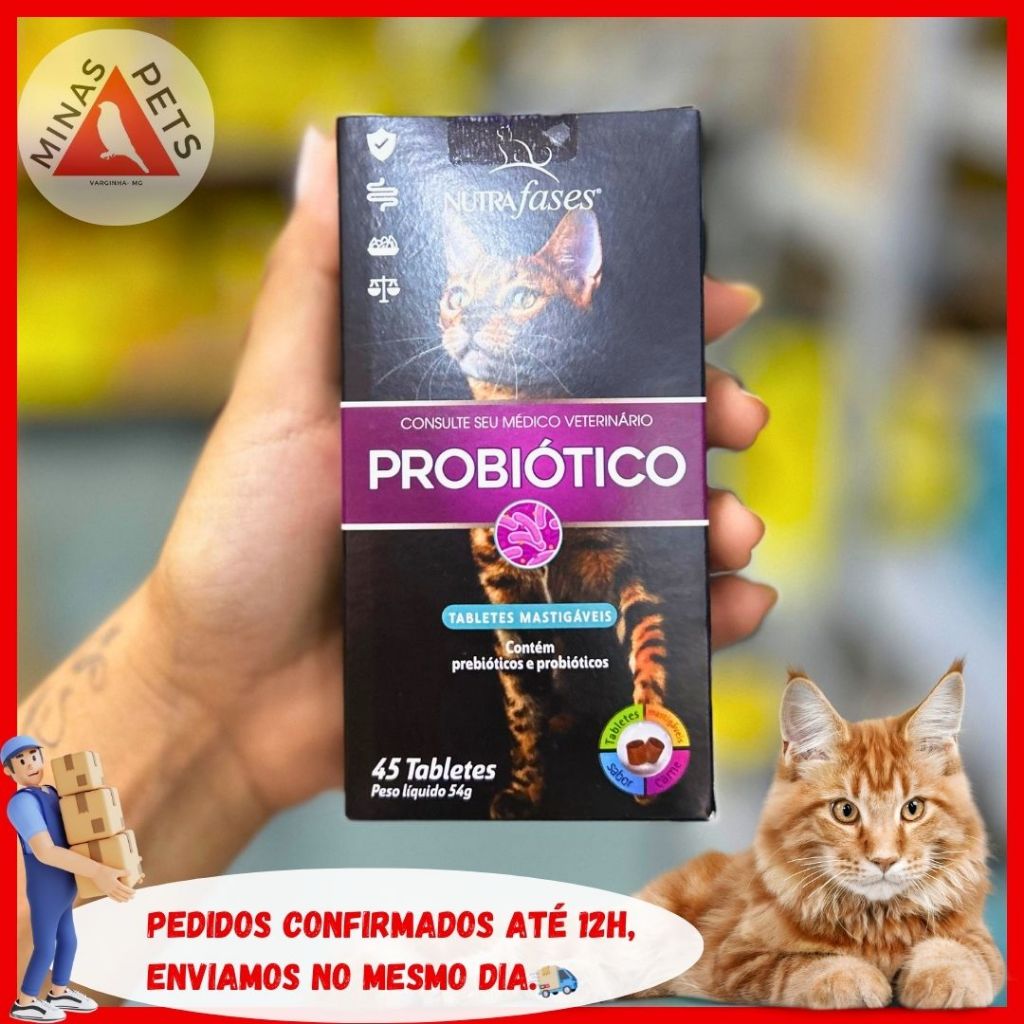 Suplemento Probiótico para Gatos NUTRAFASES - 45 tabletes | Shopee Brasil
