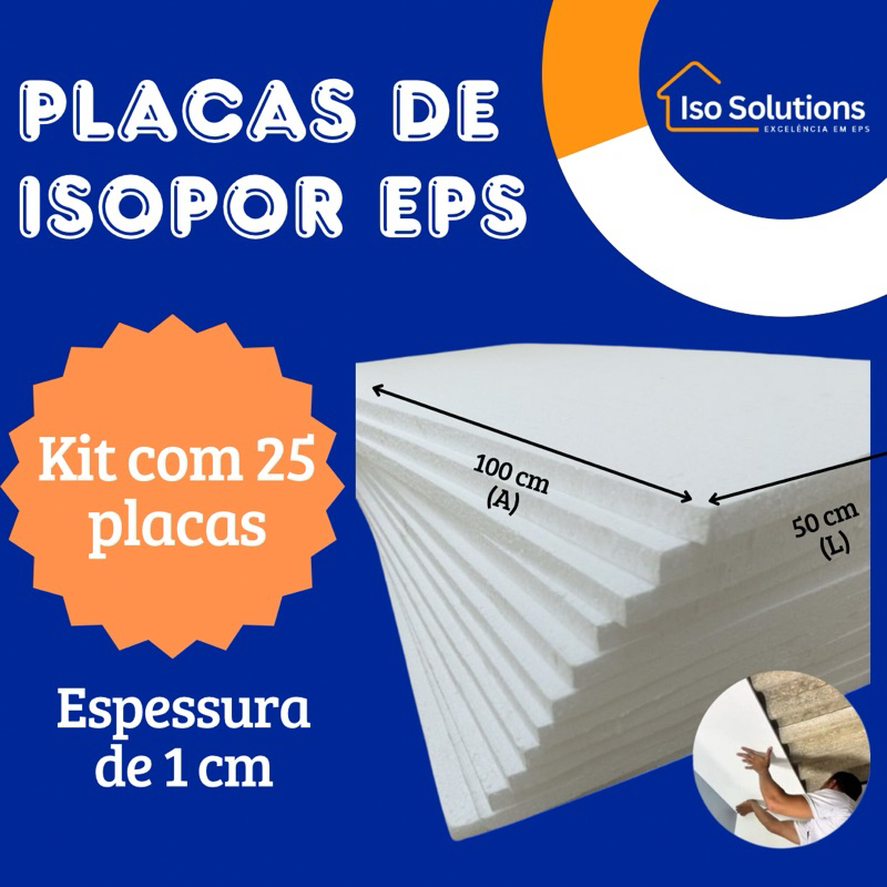 25 Placas de Isopor EPS Antichamas e Isolante térmico com 10 mm (1 cm ...