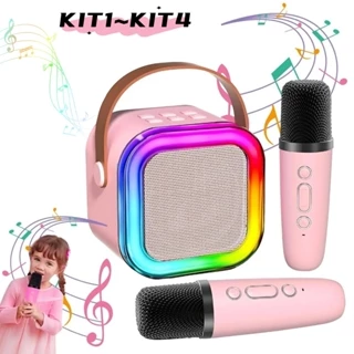 Alto-falante Portable Caixa de Som Bluetooth Karaoke profissional com Microfone Sem Fio, Luzes LED Para Home Family em Oferta na Shopee