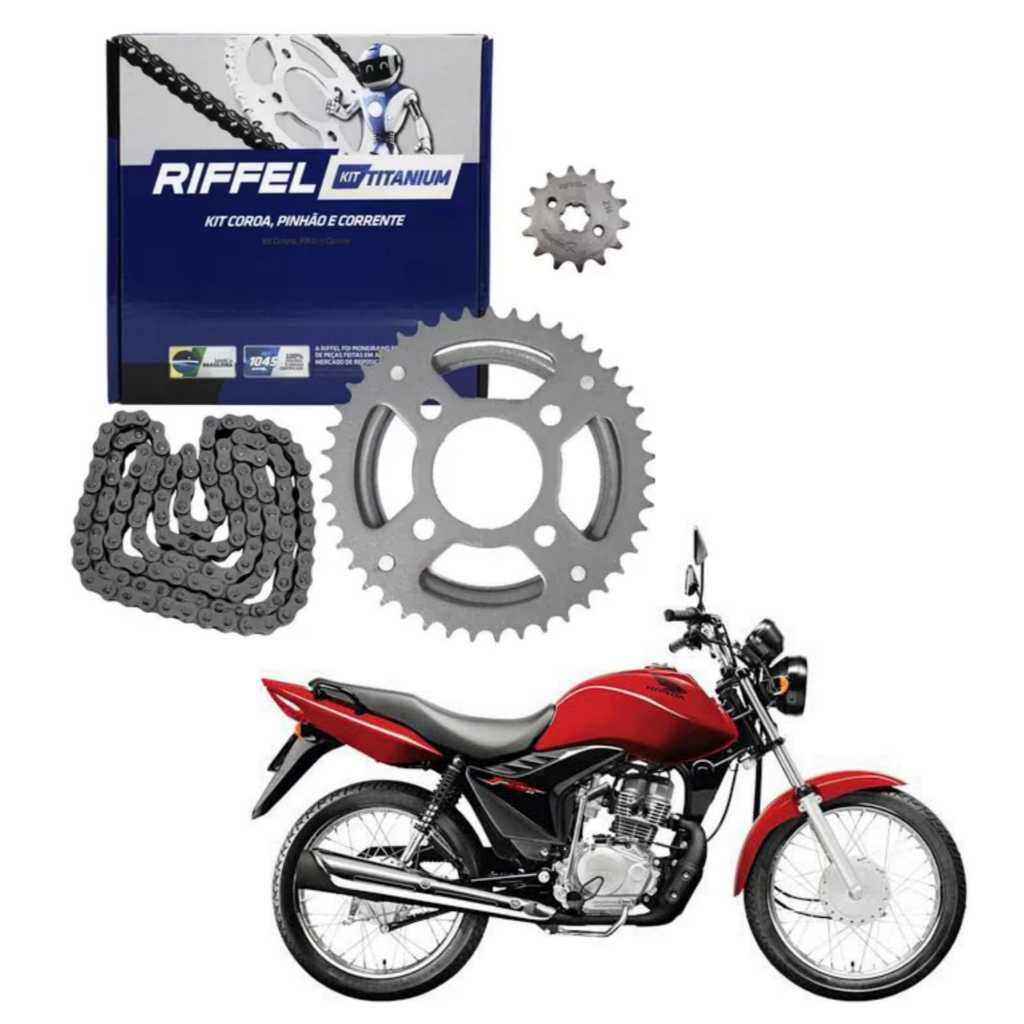KIT RELAÇÃO/TRASMISSÃO/TRAÇÃO MOTO HONDA FAN 125 ANO 2009 ATÉ 2013 ...