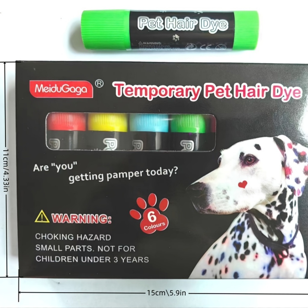 Kit com 6 Canetas de Tinta para Pelo de Pets – Cores Divertidas e