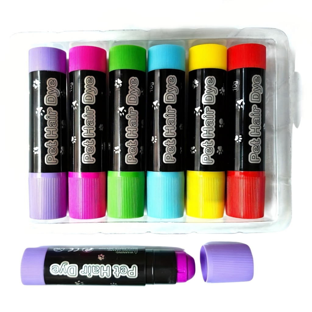 Kit com 6 Canetas de Tinta para Pelo de Pets – Cores Divertidas e