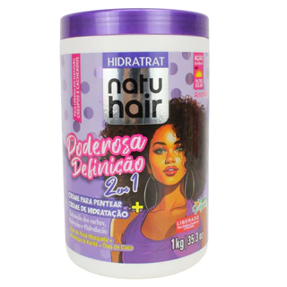 Creme para pentear 2 em 1 Poderosa Definição Natuhair 1KG Definição Intensa Hidratação Nutrição Volume