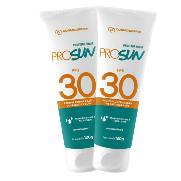 Protetor Solar ProSun FPS 30 Cosmoderma 120g - 02 Unidades | Shopee Brasil