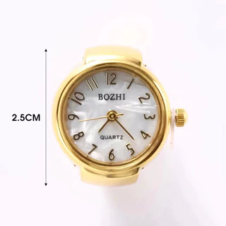 Moda Mini Analógico Dial Ring Watch/Criativo Quartz Relógio Anel De Dedo/Liga Elástica Ajustável Casal Anéis