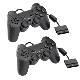 Kit 2 Controles Play Ps2 Com Fio Playstation 2 Manete Joystick