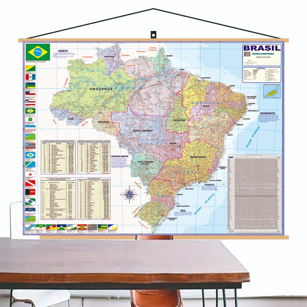 Mapa Brasil Banner ed. 2025 Laminado 120x90cm - Atual | Shopee Brasil