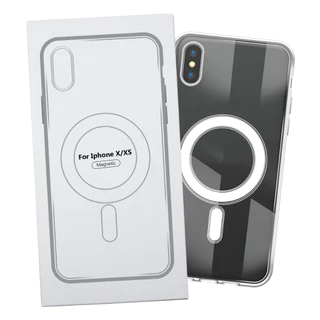 Capa Capinha Transparente Magsafe Magnética Anti Impacto TPU PC Case Para IPhone X XS tela 5.8 pol.