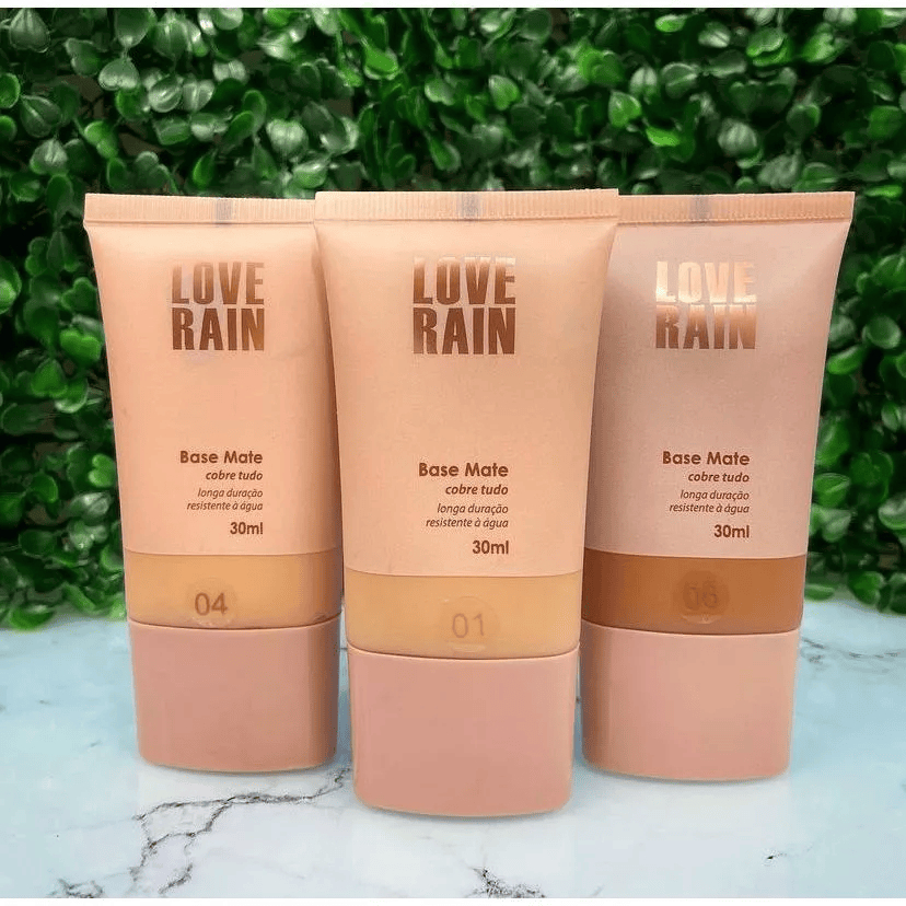 Base líquida Matte Alta Cobertura a Prova D’água Love Rain | Shopee Brasil