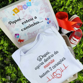 Caixinha Revelação de Gravidez Surpresa com Body Manga Curta e Sapatinho Anúncio Grávida em Oferta na Shopee