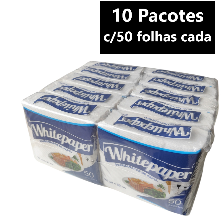 Guardanapo Papel 10 Pacotes 30cm x 30cm 50 Folhas - Whitepaper