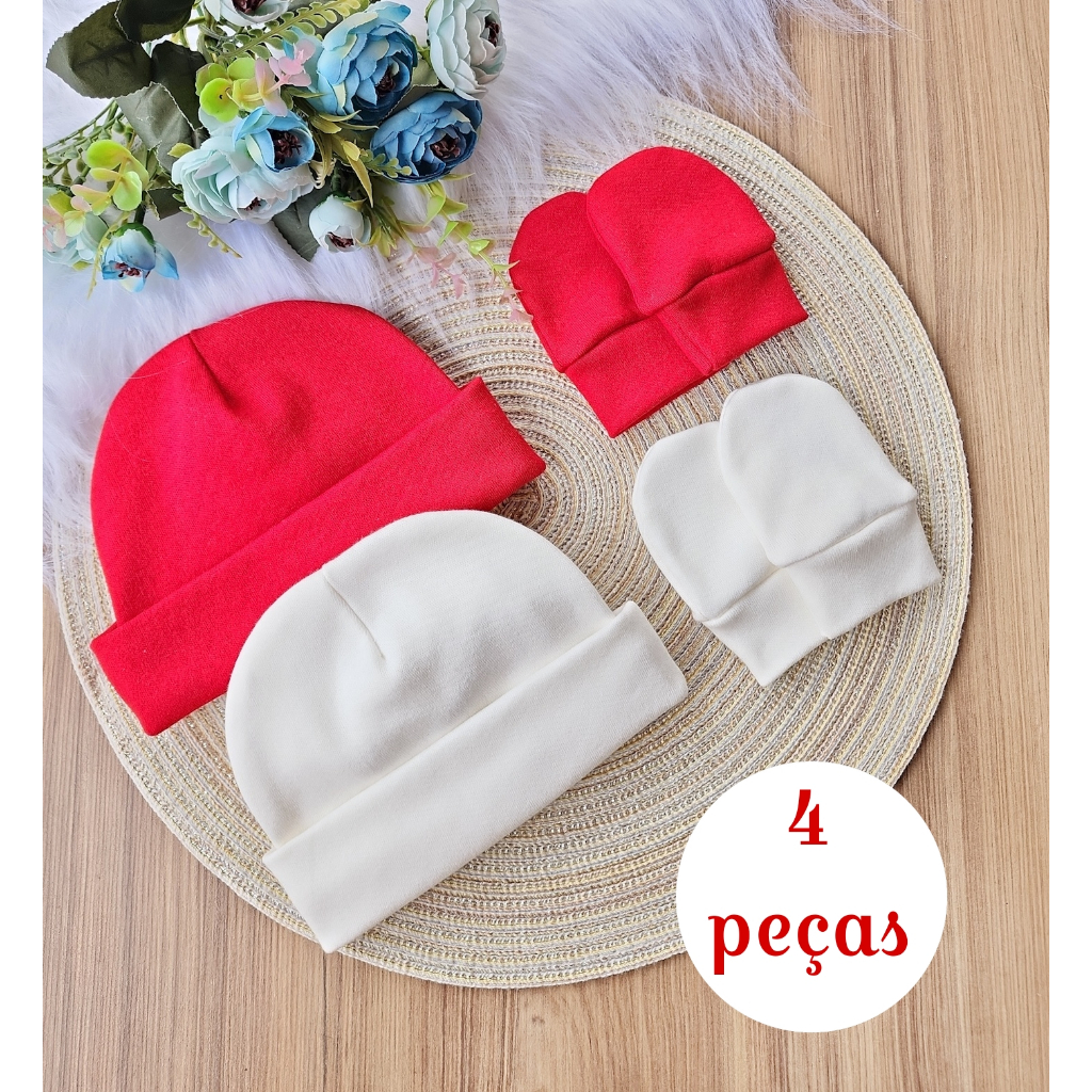Kit Com 2 Touca e 2 Luva para Bebê Recém Nascido Maternidade | Shopee ...