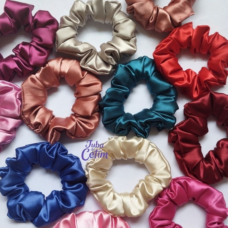 Kit 10 unidades scrunchie de cetim Xuxa de cetim amarrador de cabelo ...