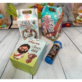 10 Caixas Maleta Para Doces Lembrancinha Tema Feliz Páscoa em Oferta na Shopee