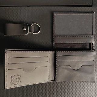 Carteira Masculina Pequena Slim Couro Legítimo Porta Cartão e CNH + Chaveiro.
