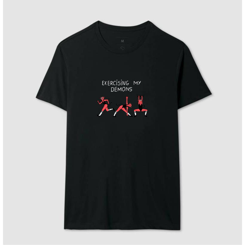 Camiseta Básica Premium Unissex Exercising My Demons - 100