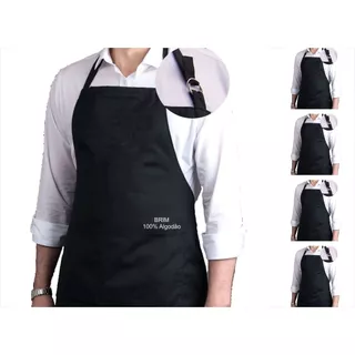 Kit 5 Aventais Brim Algodão Com Bolso Regulável Chef Cozinha Restaurante Cozinha Evento Churrasco