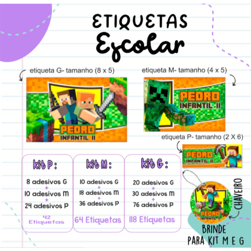 kit etiquetas escolar minecraft - etiquetas escolar Minecraft ...
