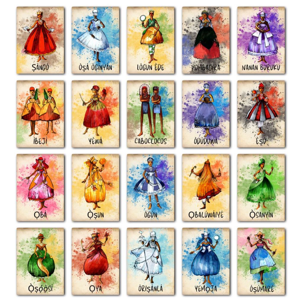Quadros Decorativos Orixás Pintado em Aquarela e Escrito em Yorubá ...