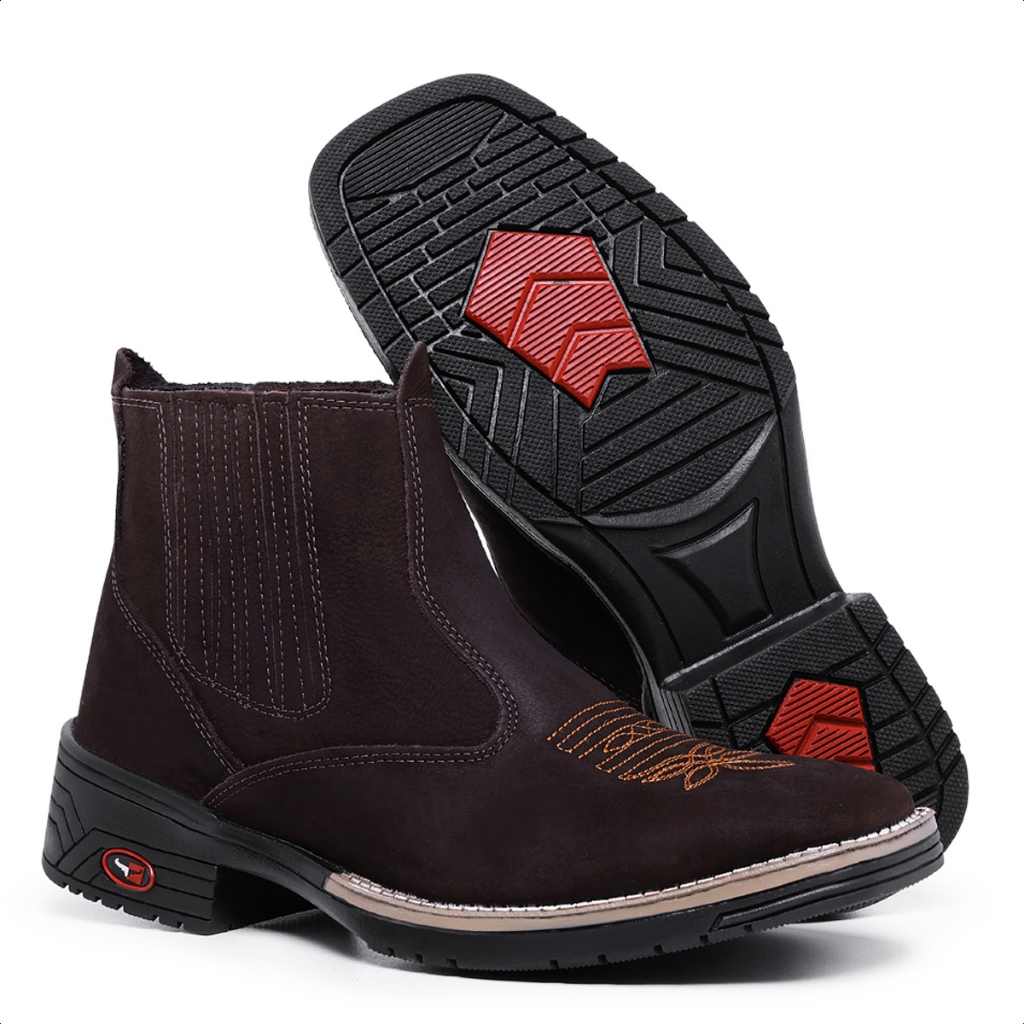 Botina Masculina Bico Quadrado Bota Texana Rodeio de Couro | Shopee Brasil