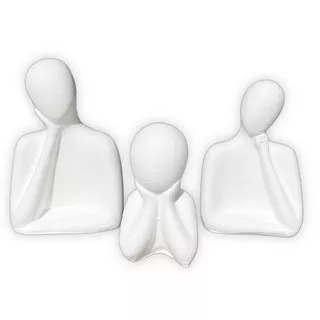 Kit Família Decoração Moderna em Gesso Cru