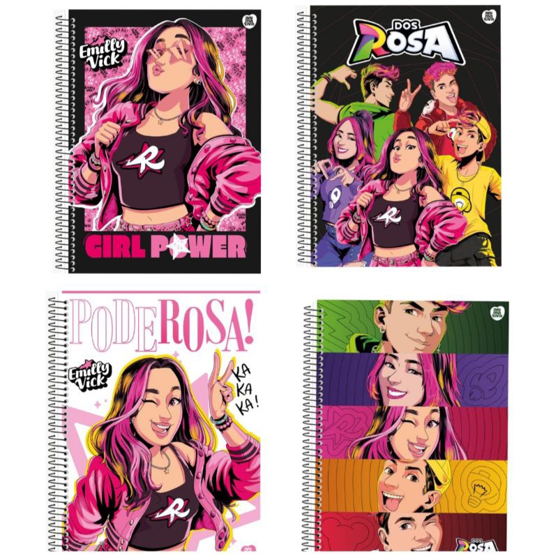 kit 4 Caderno Emily Vick Ketlen Void Leozinho Robson Dos Rosa ...