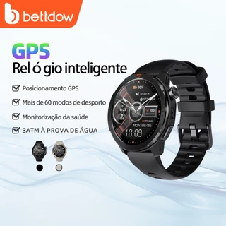 BETTDOW Smartwatch Tem GPS integrado Relógio Inteligente e Chamadas Telefônicas 3ATM à prova d'água Display AMOLED Ultra