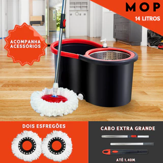 Mop Giratório Com Cesto Em Inox C/2 Refil  Cabo 140 cm e Dispenser Para Sabão - Nybc em Oferta na Shopee