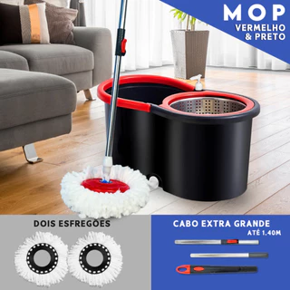 Mop Giratorio Com cabo de 140 cm Cesto Em Inox - Balde Centrífuga - C/2 Refil - Mazzal em Oferta na Shopee