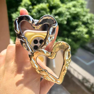 Suporte dobrável do telefone móvel do metal, suporte do amor do coração do espelho, suporte do telefone celular