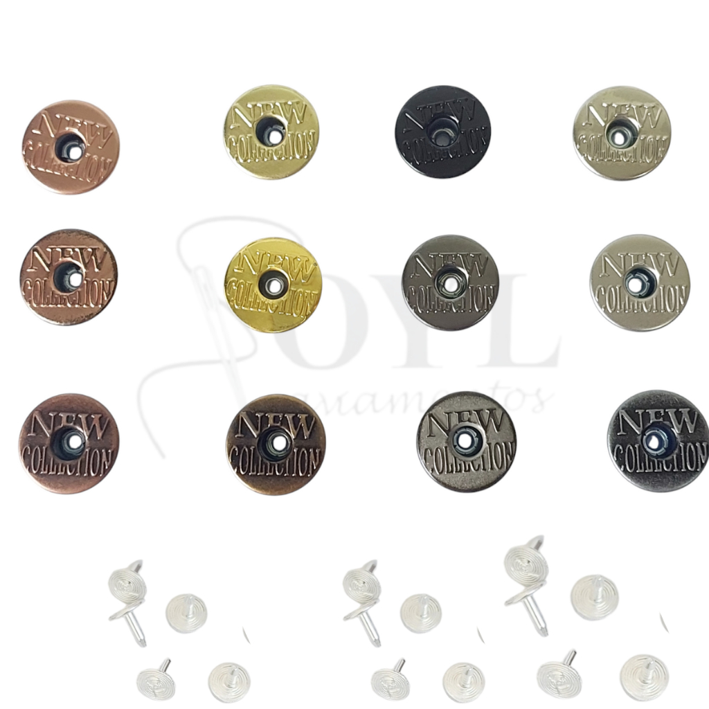 20 Peças Botao Calca Jeans 20 Prata Velha Flexivel Metal NEW COLL 20 ...