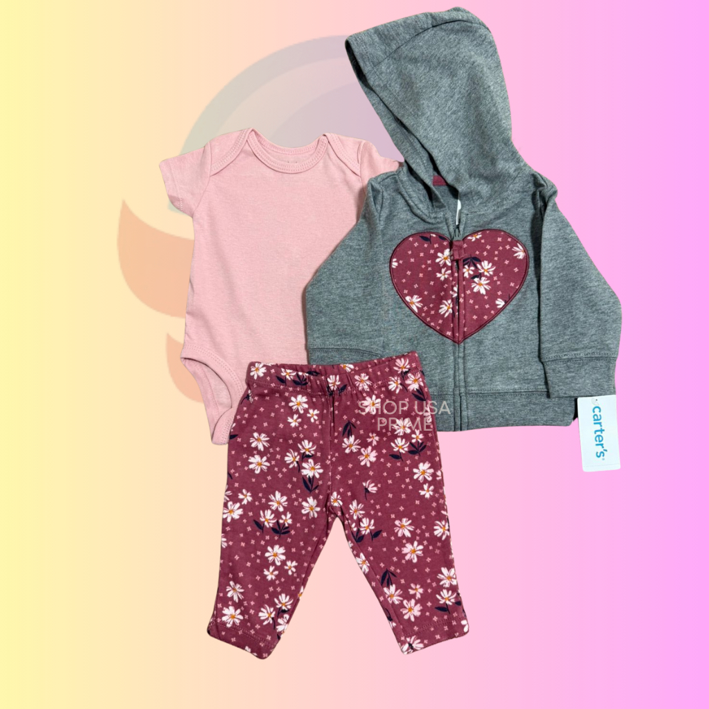 Kit Três Peças Carter's - Jaqueta - Coração em Oferta na Shopee