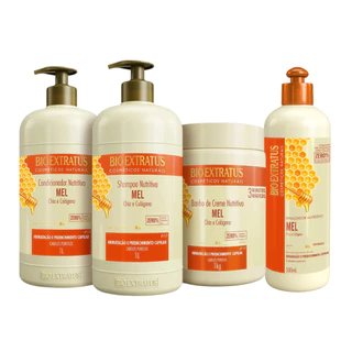 Kit Mel Bio Extratus Shampoo, Condicionador, Banho de Creme 1L e Finalizador 500g