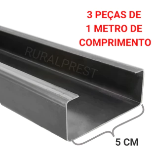 BARRA DE VIGA U ENRIJECIDA 50x25mm 2 POLEGADAS - 3 PEÇAS de 1 METRO