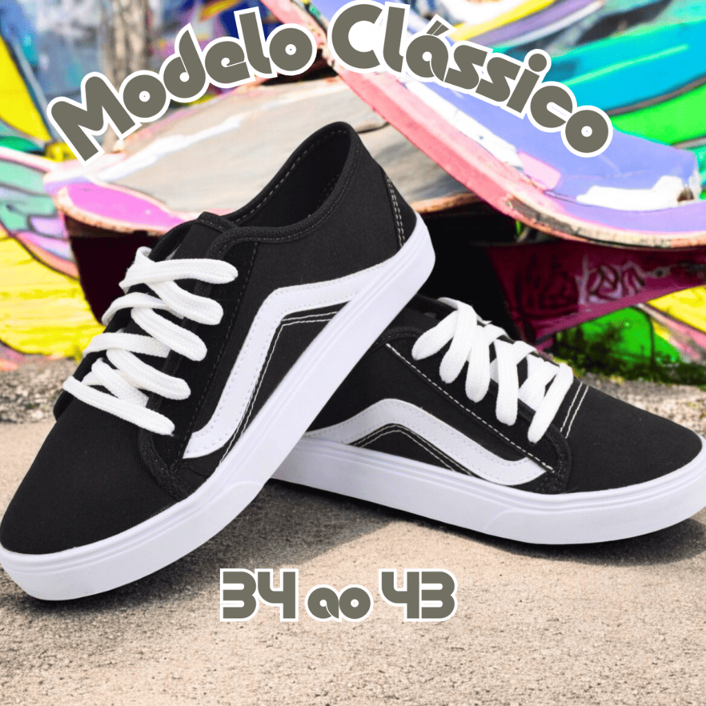 Tênis Old Skool Adulto 34 Ao 43 Super Macio Lançamento Ideal Para Skate e  Dia a Dia