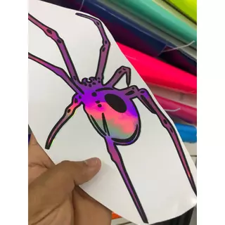 Adesivo aranha holografico e rosa com 25cm