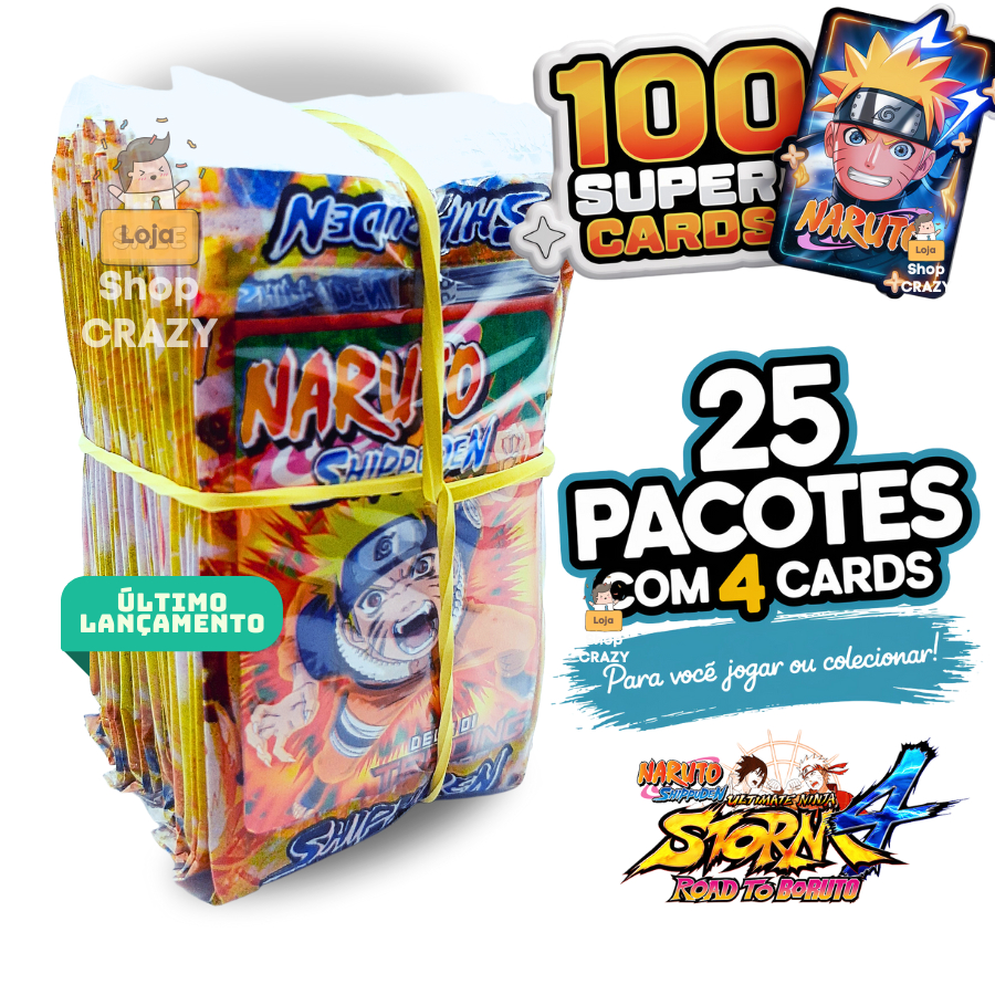 25 Pacotinhos NARUTO Versão 2026 | São 100 CARDS | Colecionar ou