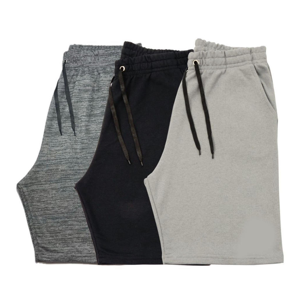 Kit 3 Bermudas Shorts Moletom Masculino Academia Treino lisas 2 Bolso Cores Sortidas Verão