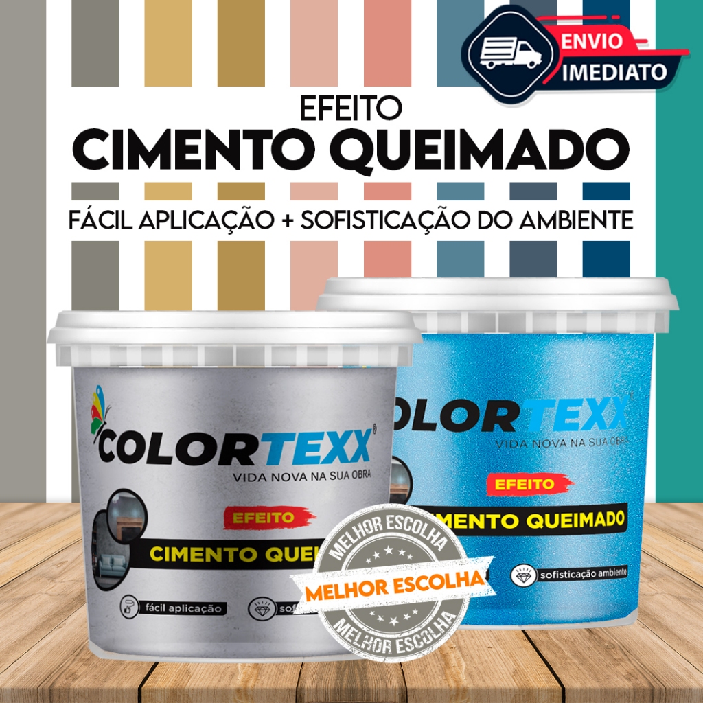 Cimento Queimado 3kg para Paredes Interno e Externo Hidro-repelente Colortexx