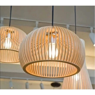 Kit com 3 Pendente Luminária Para Teto Área de Churrasco Madeira MDF