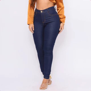 Calca Jeans Feminina Cintura Alta Com Lycra Skinny Levanta Com Elastano