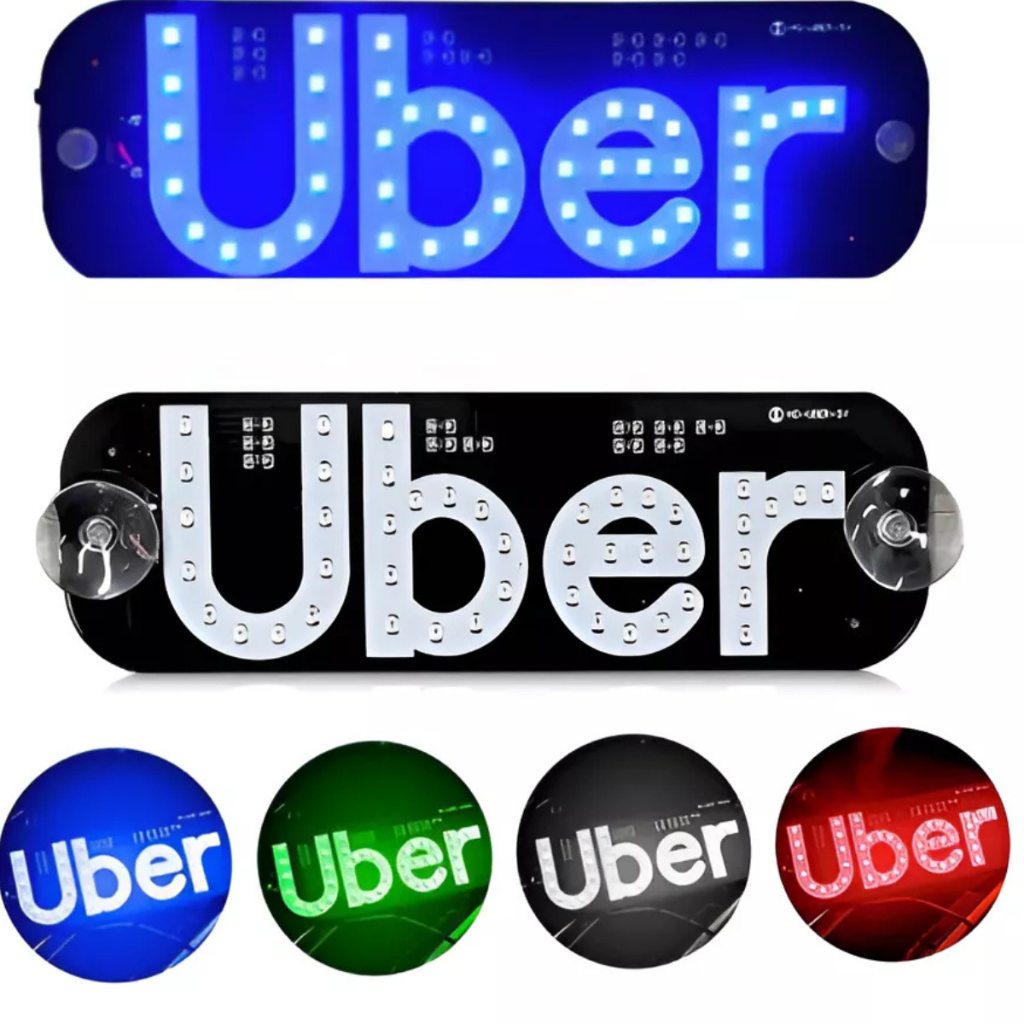 Placa de Uber led Com Ventosa Letreiro Motorista De Aplicativo | Shopee ...