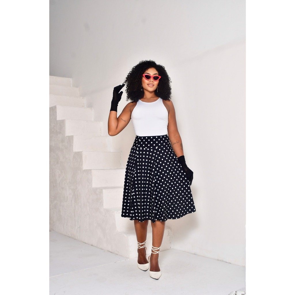 Saia Roupas Decada 80 SAIA RODADA MIDI EVANGÉLICA FEMININA ANOS 80