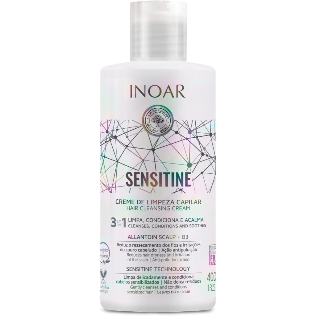 Creme De Limpeza Capilar Inoar Sensitine Três Em Um - De 400ml | Shopee ...