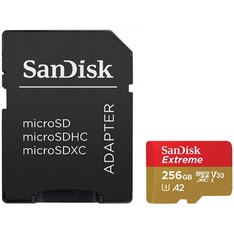 Cartão de Memória Micro SD de 256GB SanDisk Extreme-Vermelho / Dourado