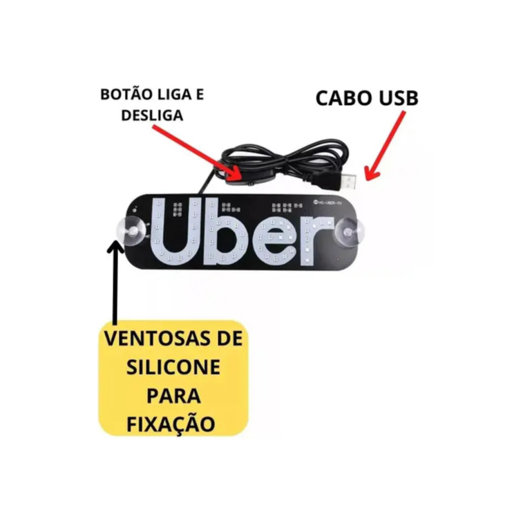 PLACA PAINEL UBER LETREIRO LUMINOSO DE LED | Shopee Brasil