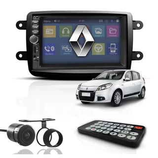 Kit Central Multimidia Renault Sandero 2012 até 2021 espelhamento Bluetooth Moldura Camera de re