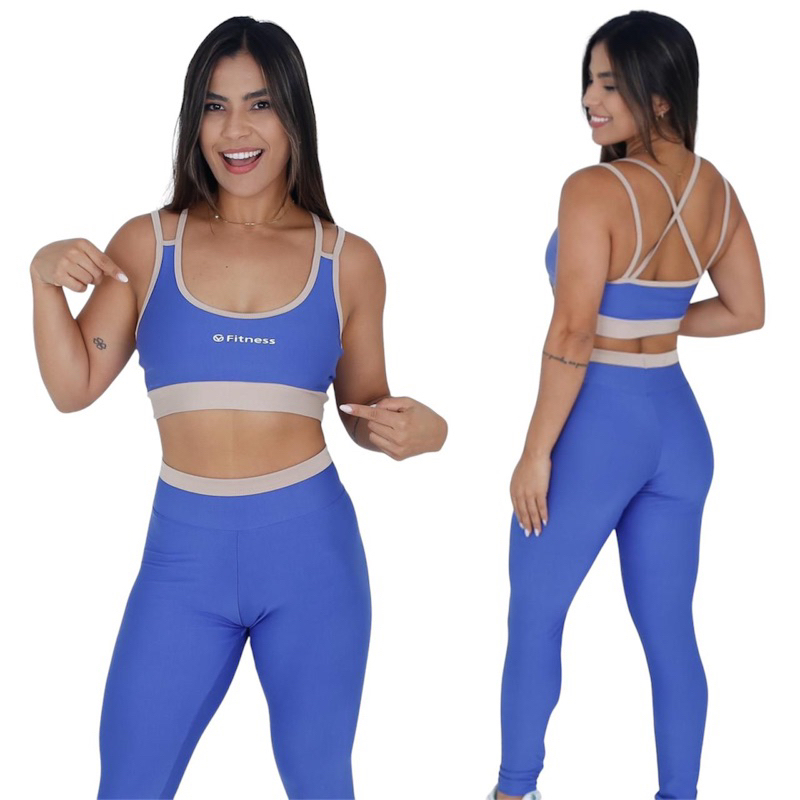 conjunto fitness 2 peças -zero transparência, suplex com elastano ...