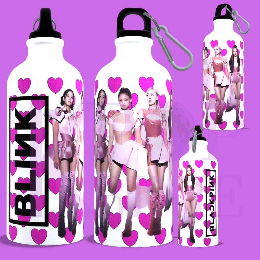 Garrafa squeeze Blackpink blink com mosquetão Girl Group Kpop