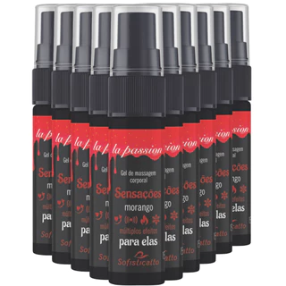 10 GEL DE MASSAGEM CORPORAL MORANGO SOFISTICATTO SENSAÇÕES MÚLTIPLOS EFEITOS